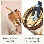 Glass Tumbler with Lid & Glass Straw Pack of 1, 450ml