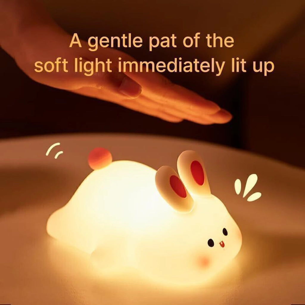 Cute Soft Bunny Night Light for Kids – Warm Glow Silicone Animal Bedside
