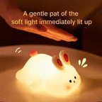 Cute Soft Bunny Night Light for Kids – Warm Glow Silicone Animal Bedside