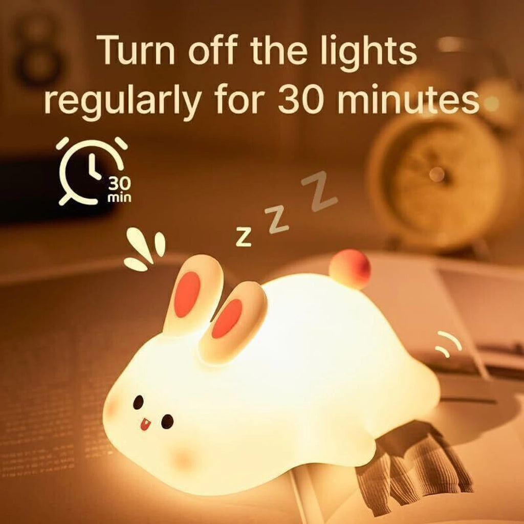 Cute Soft Bunny Night Light for Kids – Warm Glow Silicone Animal Bedside