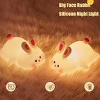 Cute Soft Bunny Night Light for Kids – Warm Glow Silicone Animal Bedside